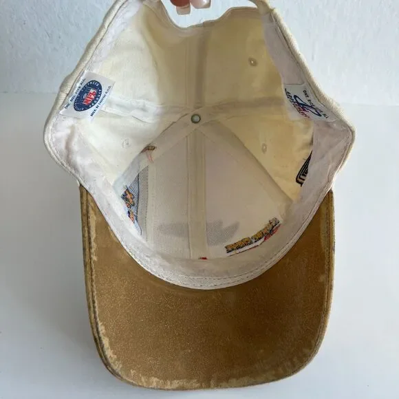DENVER BRONCOS Vtg 90s Super Bowl Championship 1999 Beige Suede Hat Cap - Picture 8 of 8